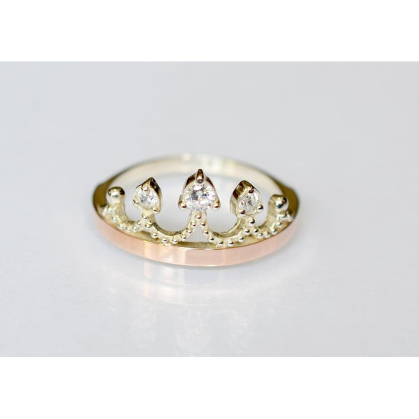 Серебряное кольцо  с пластинами из золота (013к)