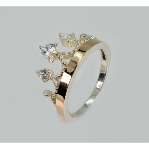 Серебряное кольцо  с пластинами из золота