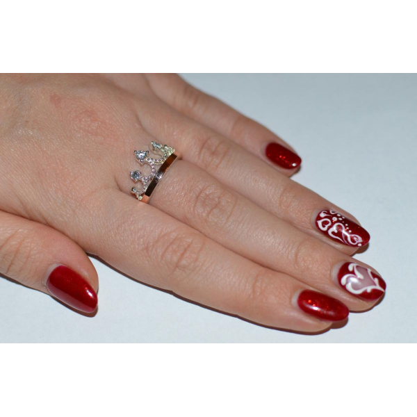 Серебряное кольцо  с пластинами из золота (013к)