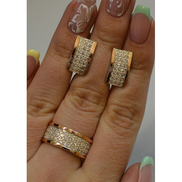 Серебряный гарнитур с золотыми напайками (014)