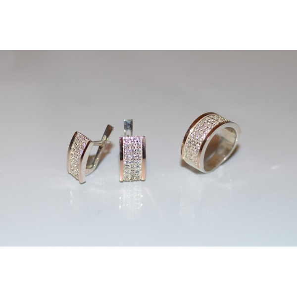 Серебряный гарнитур с золотыми напайками (014)