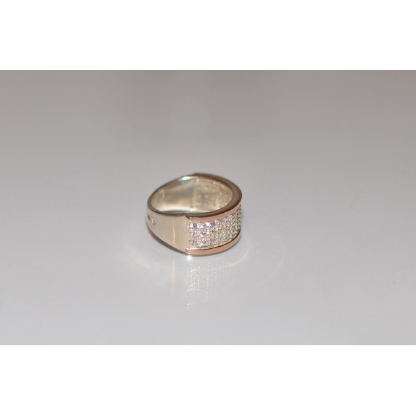 Серебряное кольцо с золотыми пластинами (014к)