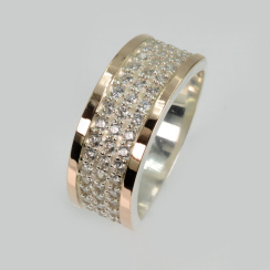 Серебряное кольцо с золотыми пластинами