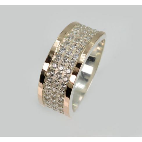 Серебряное кольцо с золотыми пластинами