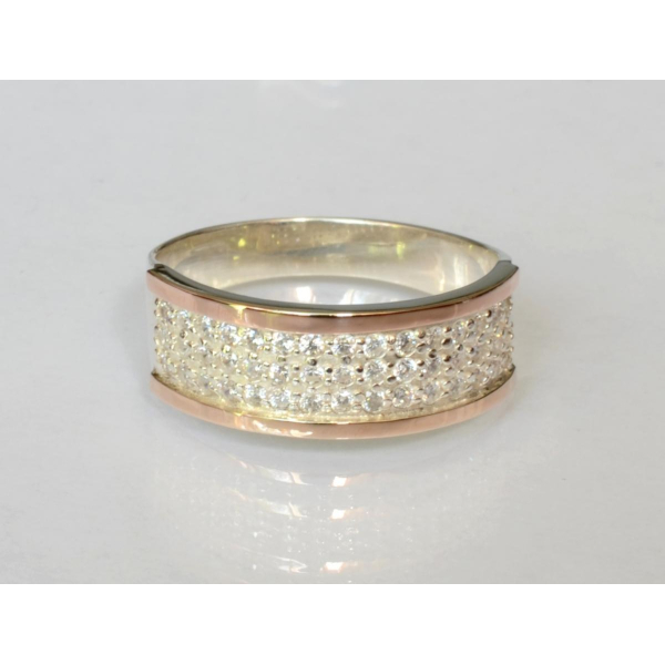 Серебряное кольцо с золотыми пластинами (014к)