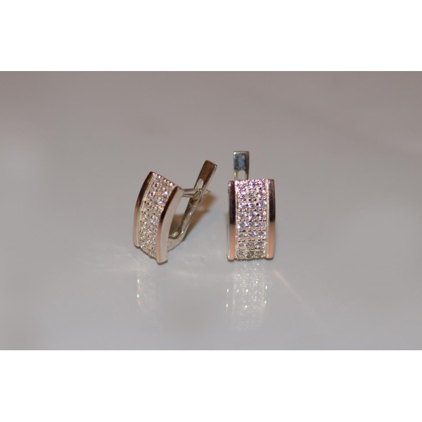 Серебряные серьги со вставками из золота (014с)