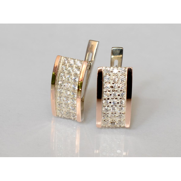 Серебряные серьги со вставками из золота (014с)