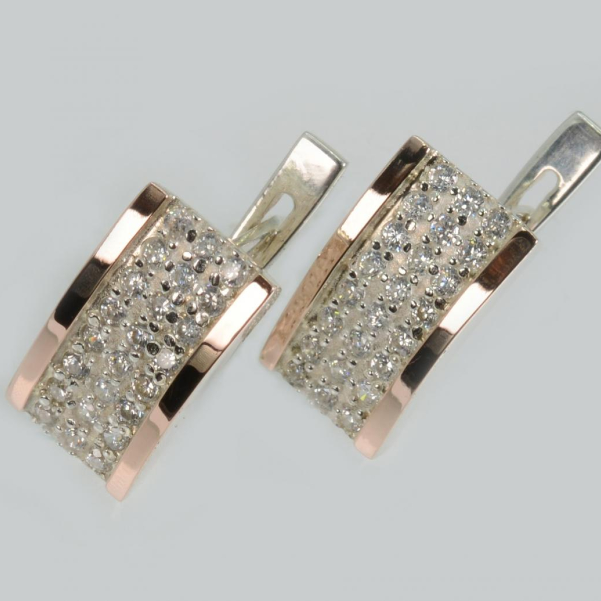 Серебряные серьги со вставками из золота (014с)