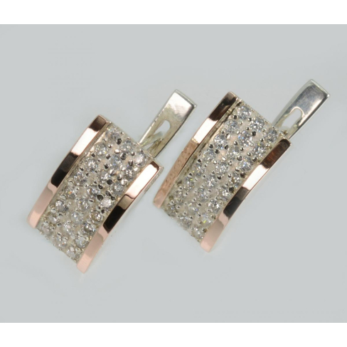 Срібні сережки  зі вставками з золота