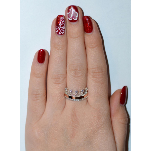 Срібна каблучка з напайками із золота (016к)