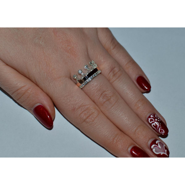 Срібна каблучка з напайками із золота (016к)