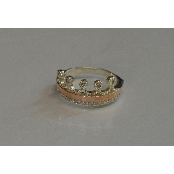 Срібна каблучка з напайками із золота (016к)