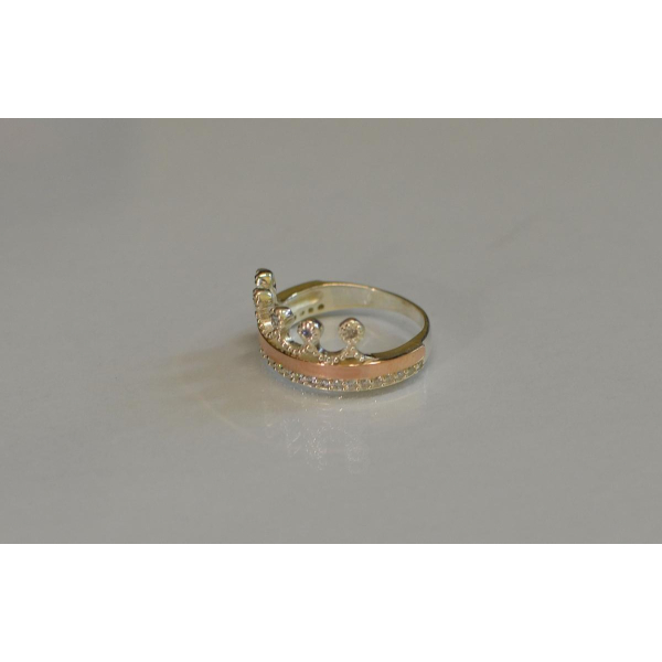 Срібна каблучка з напайками із золота (016к)