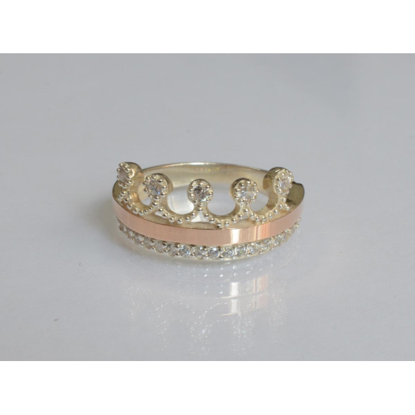 Срібна каблучка з напайками із золота (016к)