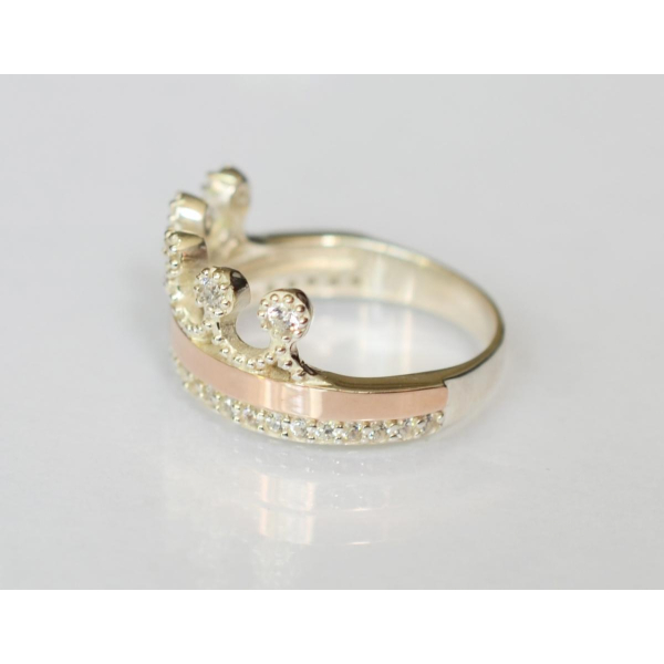 Срібна каблучка з напайками із золота (016к)