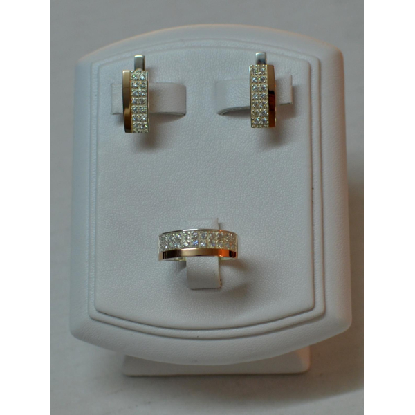 Серебряный комплект с накладками из золота (017)