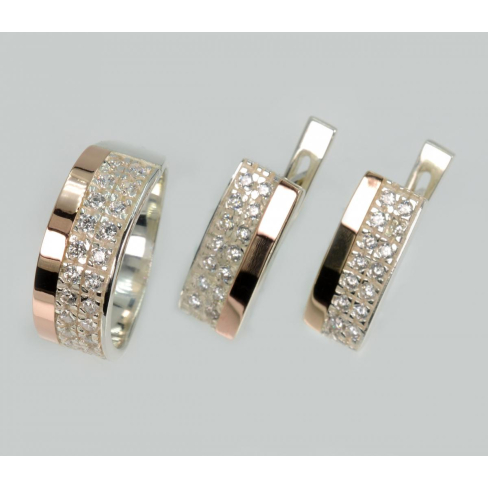 Срібний комплект з накладками з золота