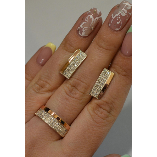 Серебряный комплект с накладками из золота (017)