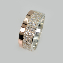 Серебряное кольцо с  напайками золота