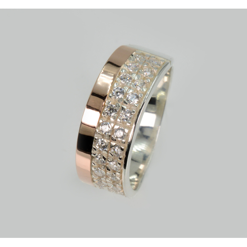 Серебряное кольцо с  напайками золота