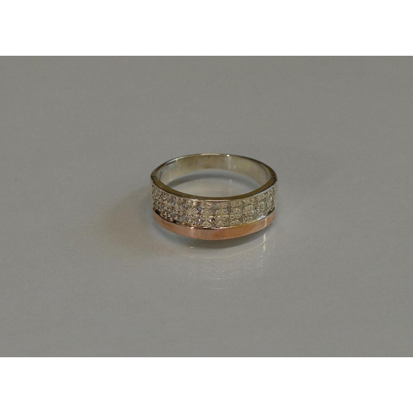 Серебряное кольцо с  напайками золота (017к)