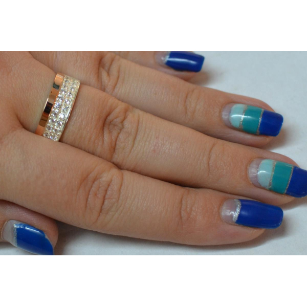 Серебряное кольцо с  напайками золота (017к)