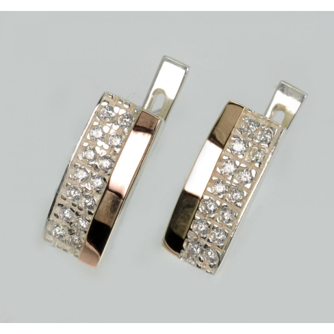 Серебряные серьги с вставками из золота