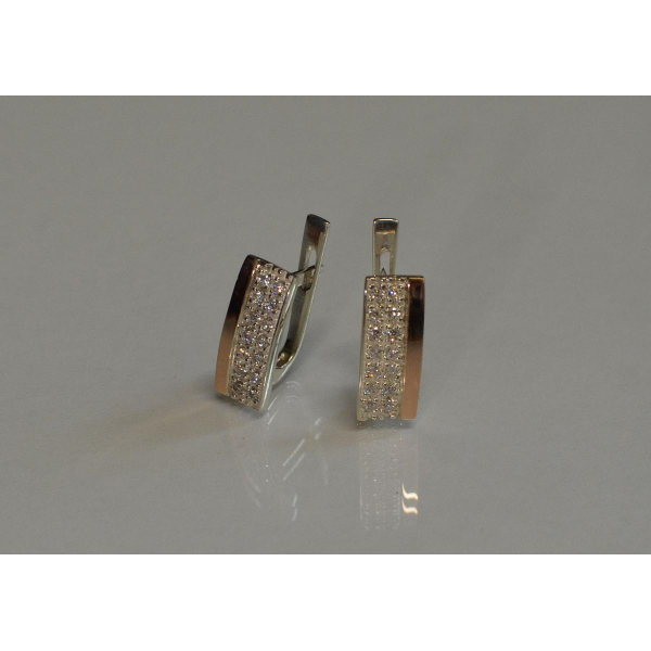 Серебряные серьги с вставками из золота (017с)
