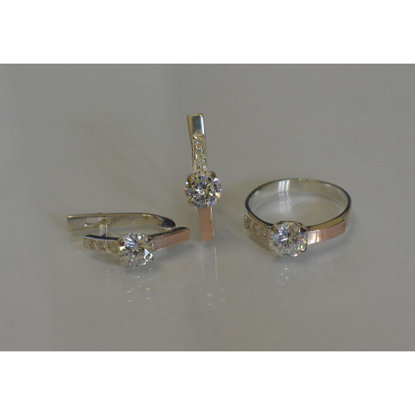 Серебряный комплект с золотыми пластинами (018)