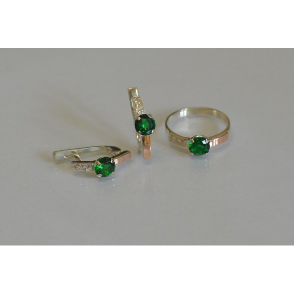 Серебряный комплект с золотыми пластинами (018)