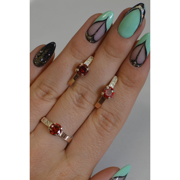 Серебряный комплект с золотыми пластинами (018)