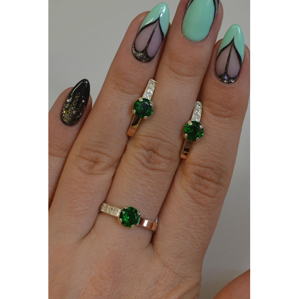 Серебряный комплект с золотыми пластинами (018)