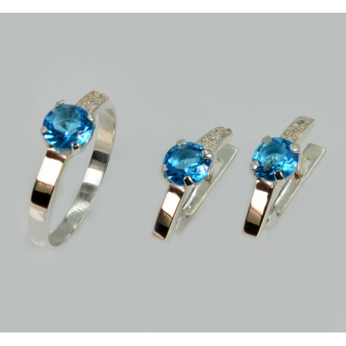 Серебряный комплект с золотыми пластинами