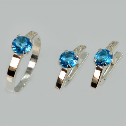 Серебряный комплект с золотыми пластинами