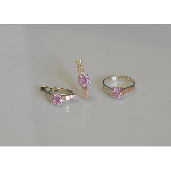 Серебряный комплект с золотыми пластинами (018)