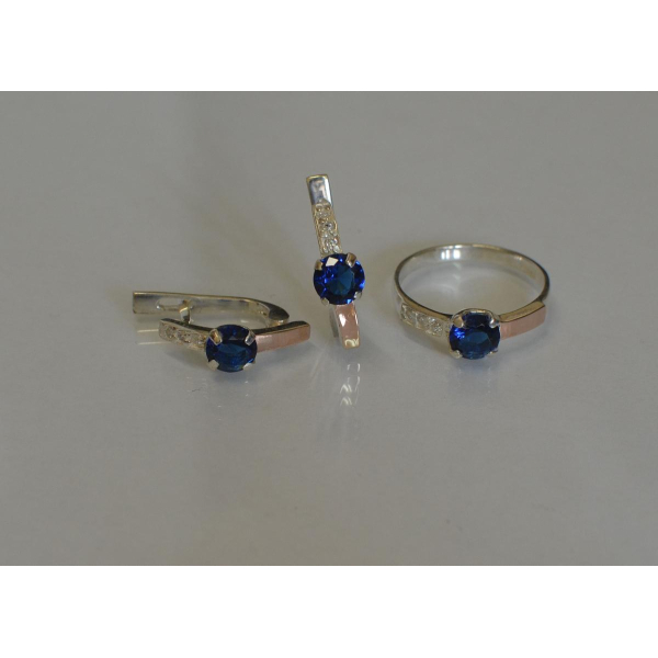 Серебряный комплект с золотыми пластинами (018)