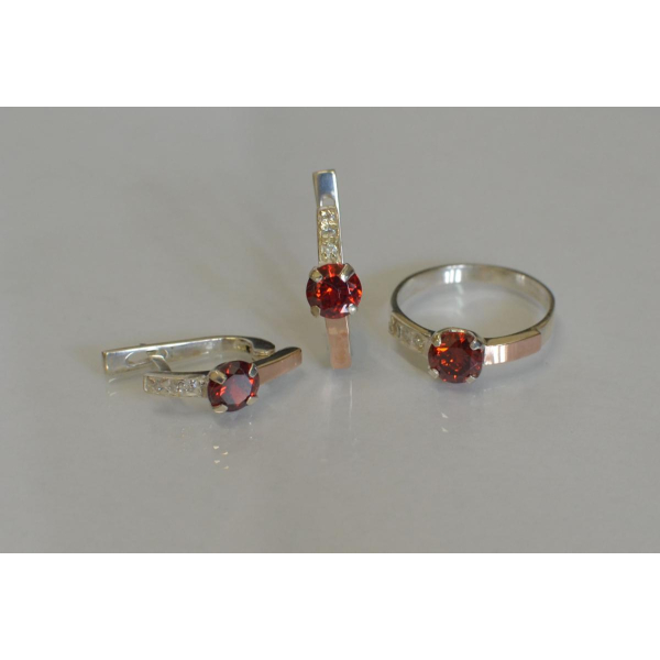 Серебряный комплект с золотыми пластинами (018)