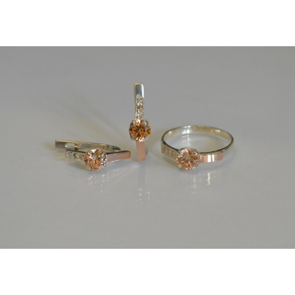 Серебряный комплект с золотыми пластинами (018)