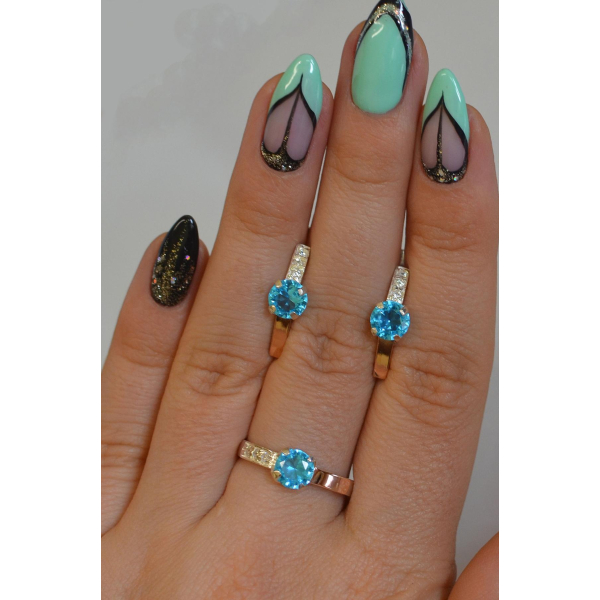 Серебряный комплект с золотыми пластинами (018)