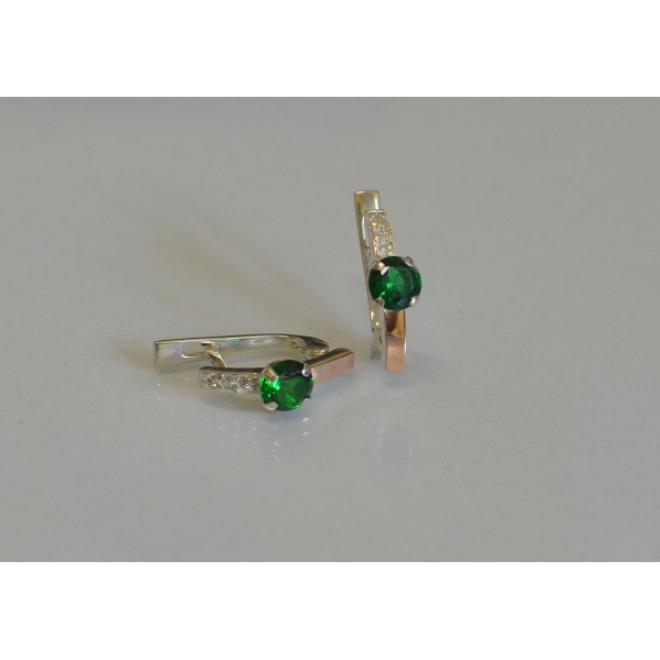 Серебряные серьги со вставками из золота (018с)