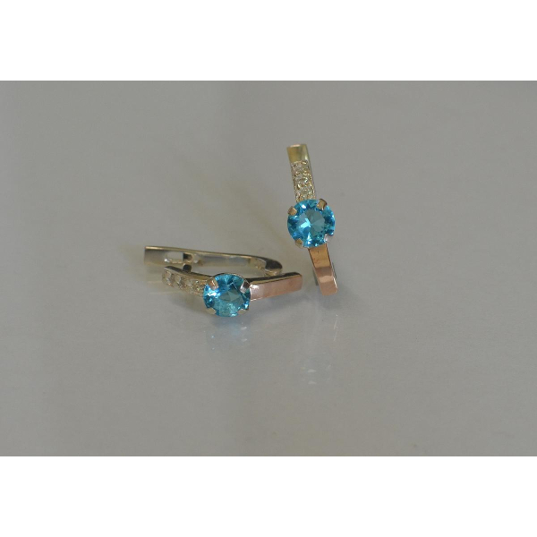 Серебряные серьги со вставками из золота (018с)