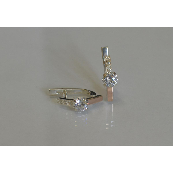 Серебряные серьги со вставками из золота (018с)