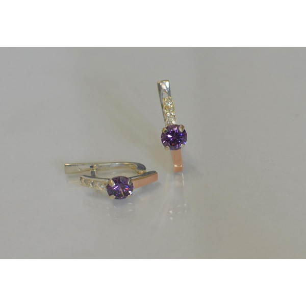 Серебряные серьги со вставками из золота (018с)