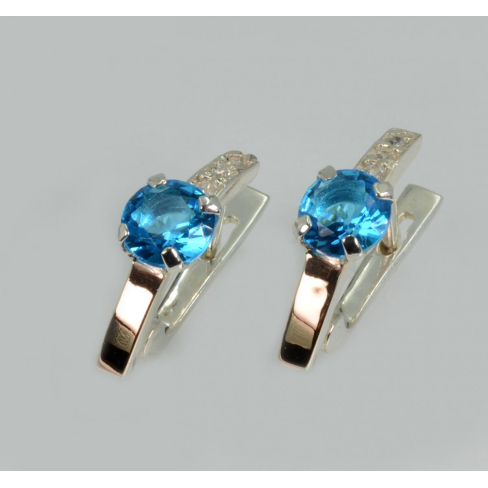 Серебряные серьги со вставками из золота