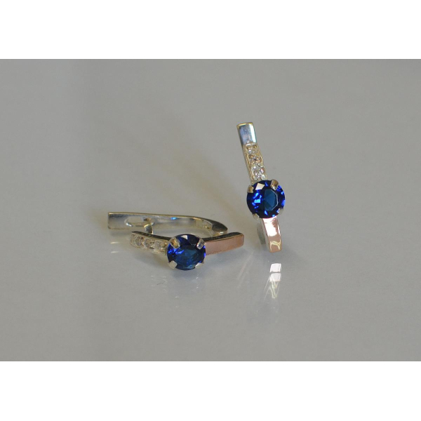 Серебряные серьги со вставками из золота (018с)