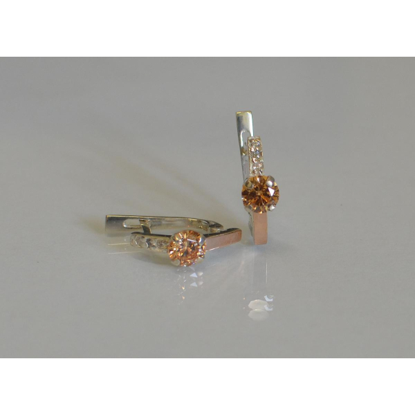 Серебряные серьги со вставками из золота (018с)