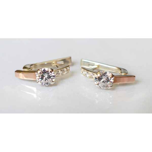 Серебряные серьги со вставками из золота (018с)