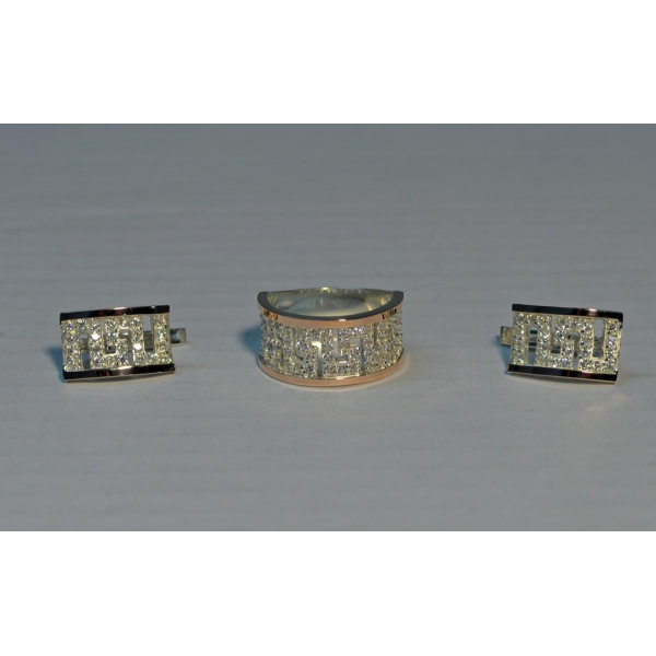 Серебряный набор с золотыми пластинами (020)