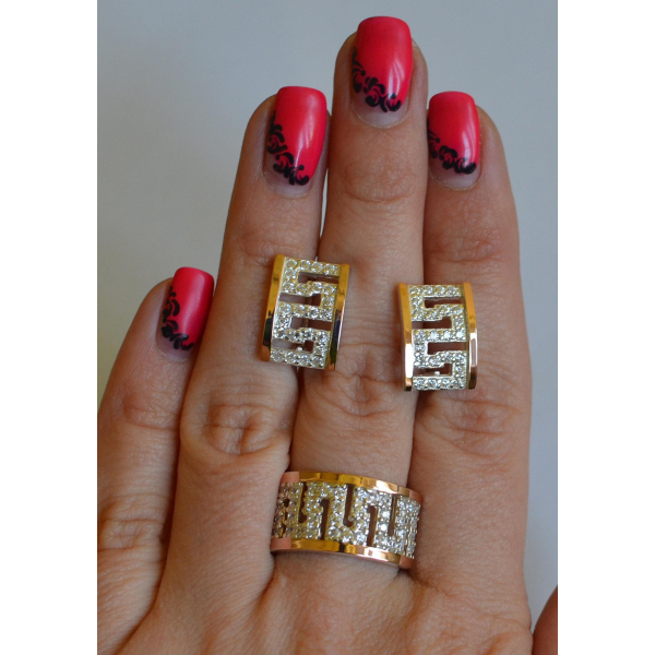 Серебряный набор с золотыми пластинами (020)