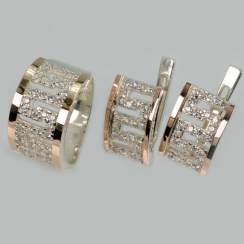 Серебряный набор с золотыми пластинами